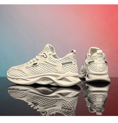 Mens Non Slip Walking Sneakers with Breathable Mesh and Faux Fur Lining - Injection Sneaker