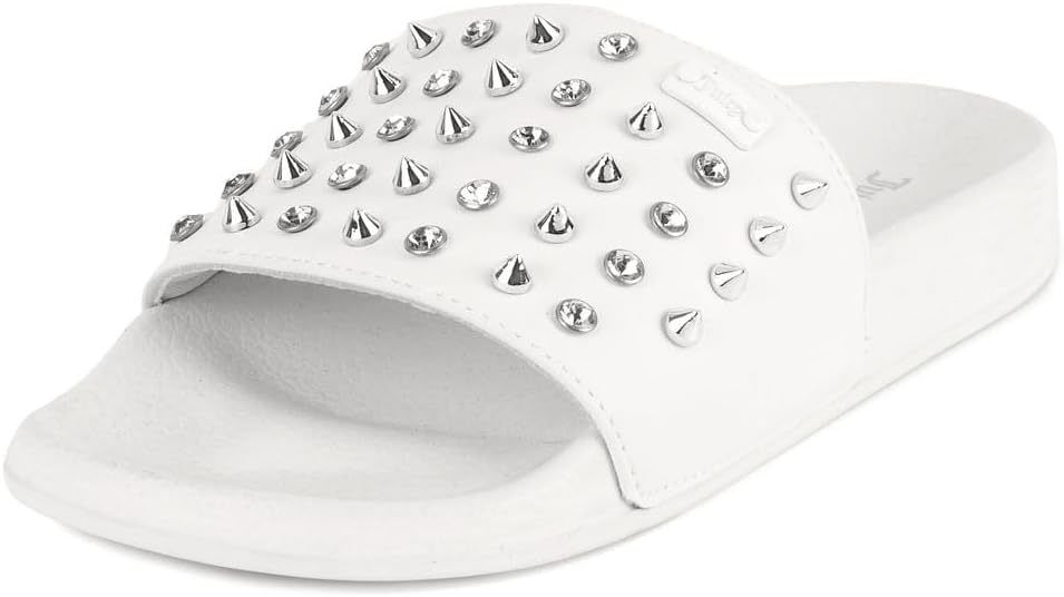 Summer Women's Slides Pool Mule Sandals Metal Rivets Beaded Slip On Slipper