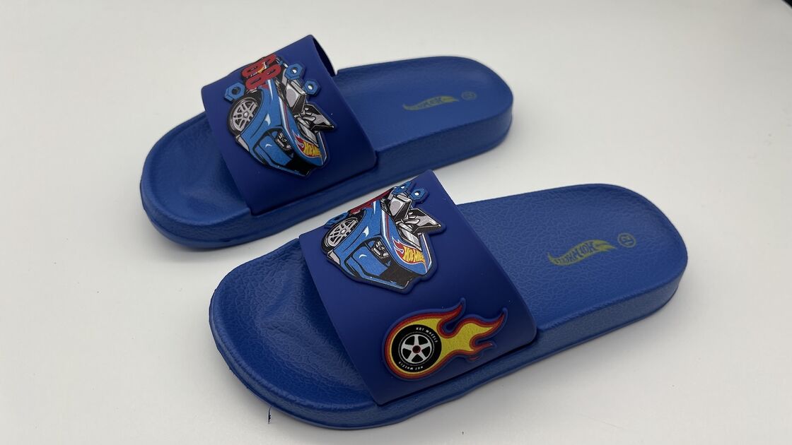 EVA Sole Kids Pool Slides Sandals Mattel Character Anti Slip With Nature Rubber Upper