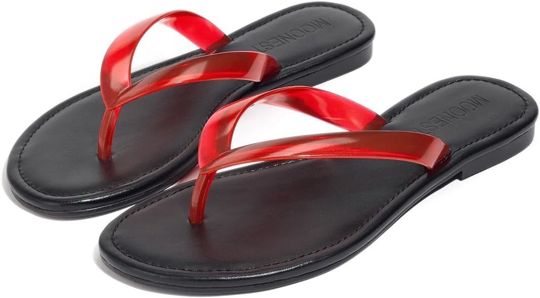 OEM Fashion Women's Flip Flops Ladies Beach Sandals With Translucent PVC Uppers
