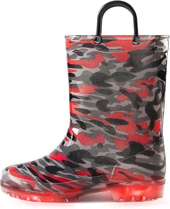 OEM PVC Light Up Childrens Wellington Boots With Handles Streamlined Design