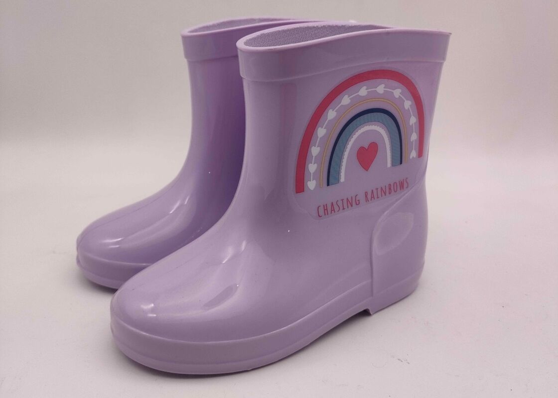 Childrens Light Up Rain Boots Side Printed Multiple Color Wellington Boots