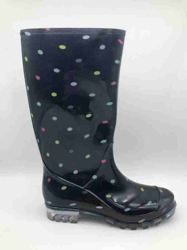 Women Pvc Slip On Tall Rain Boots Chelsea Wellington Style Ladies Ankle Gumboots