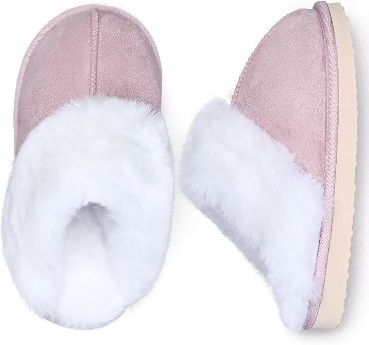 Fur Lined Warm Slippers With Memory Foam Kids Indoor Slippers with Breathable Faux Fur Lining and Odor Prevention