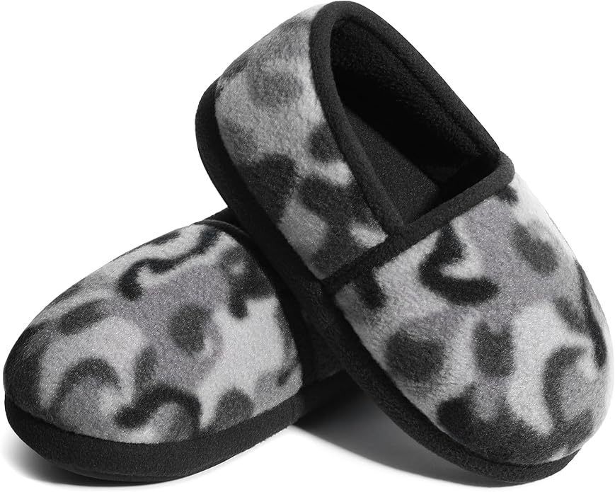 Faux Fur Lining Boys Kids Indoor Slippers Camouflage Style With Printed Upper