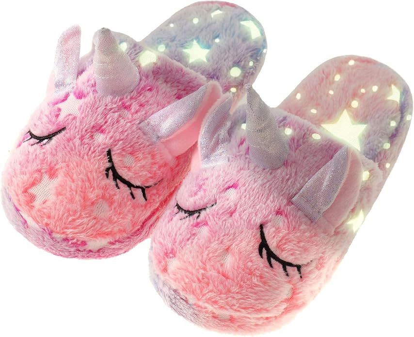 Lovely Unicorns Styles Childrens Character Slippers With Glow In The Dark